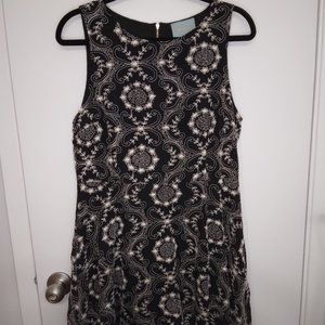 NWT Skies Are Blue Black with Cream Stitching Midi Sleeveless Dress - Size L